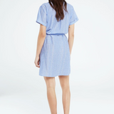 Robe chemise imprimé rayures fleuries - Bleu - FABIENNE CHAPOT