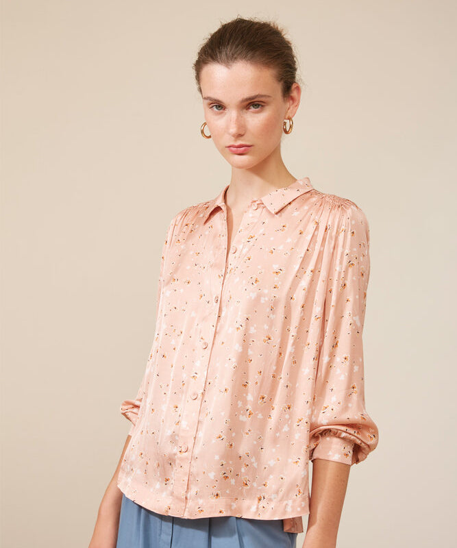 Blouse LILOU fluide satin - imprimé fleurettes - SUNCOO