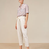 James Pantalon taille haute détails ceinture - Blanc - Suncoo
