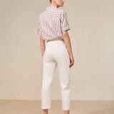 James Pantalon taille haute détails ceinture - Blanc - Suncoo