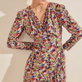 Claudia Robe courte cache-cœur imprimé retro fleuri - Garanium - Suncoo