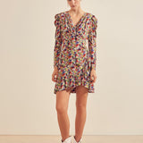 Claudia Robe courte cache-cœur imprimé retro fleuri - Garanium - Suncoo