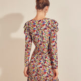 Claudia Robe courte cache-cœur imprimé retro fleuri - Garanium - Suncoo