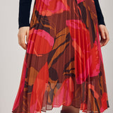 Jupe plissée imprimé arty FABIOLA - fuschia - Suncoo