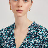 Robe boutonnée Coline - imprimé fleuri vert emeraude - SUNCOO
