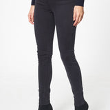 Pantalon marine - slim taille haute effet peau de pêche