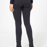 Pantalon marine - slim taille haute effet peau de pêche