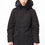 Parka longue à capuche noire