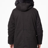 Parka longue à capuche noire