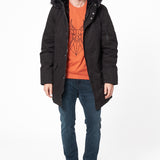 Parka longue à capuche noire