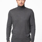Pull col roulé coton et cachemire anthracite