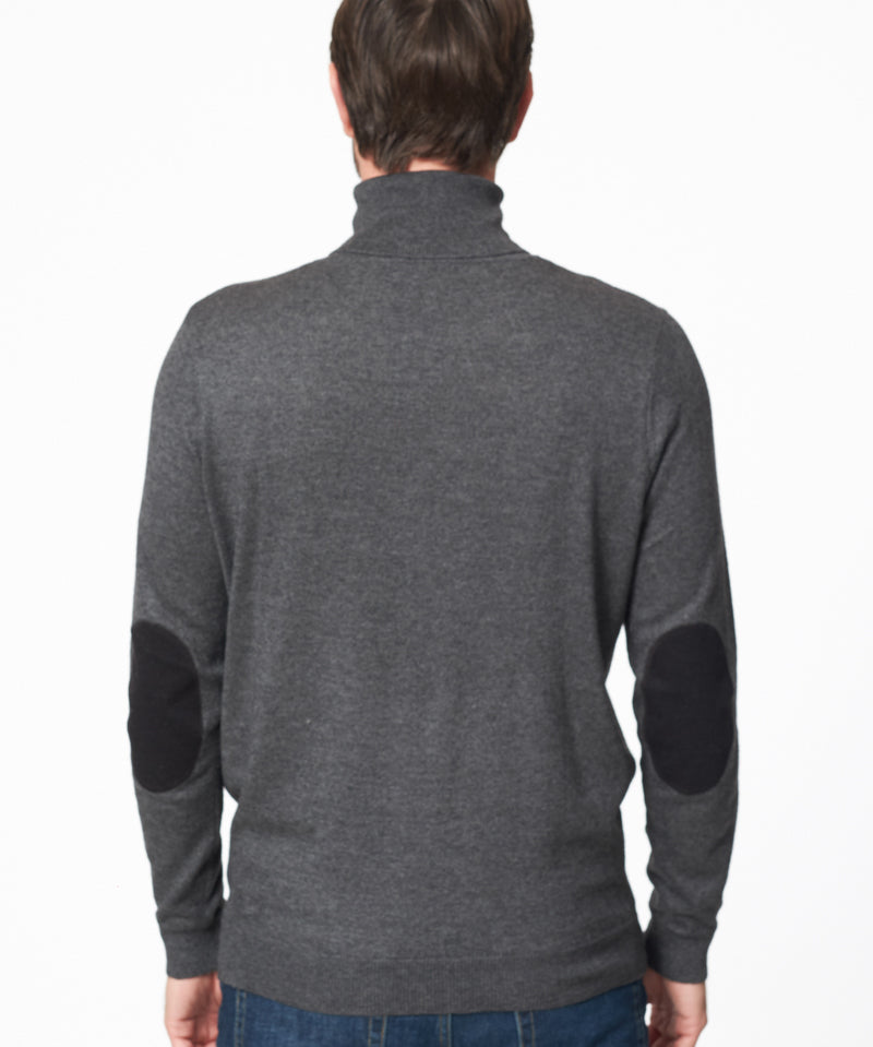Pull col roulé coton et cachemire anthracite