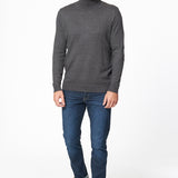 Pull col roulé coton et cachemire anthracite