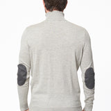 Pull col roulé coton et cachemire gris chiné