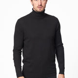 Pull col roulé coton et cachemire Noir
