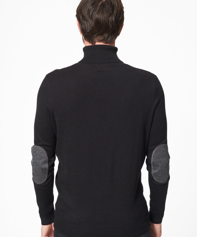 Pull col roulé coton et cachemire Noir