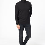 Pull col roulé coton et cachemire Noir