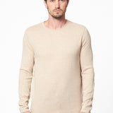 Pull col rond coton et cachemire beige