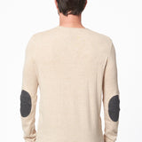 Pull col rond coton et cachemire beige