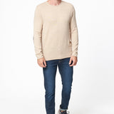 Pull col rond coton et cachemire beige