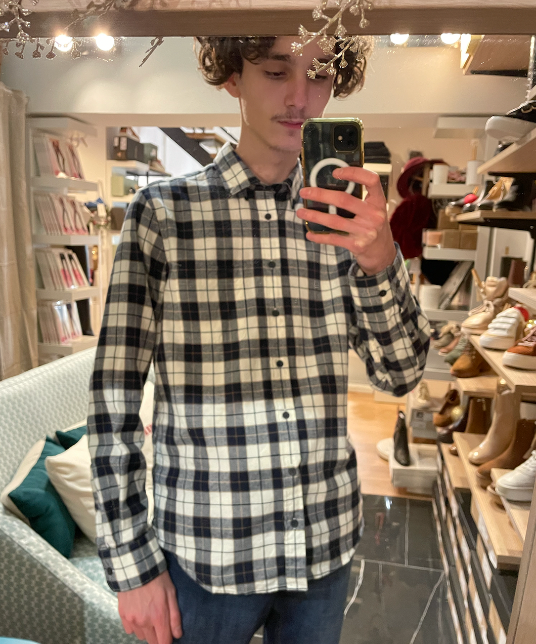 Chemise à carreaux - blanche - Seidensticker