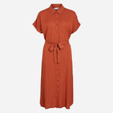 Robe chemise mi-longue Vivelmara - Burnt brick - VILA