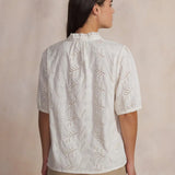 Chemise femme brodée manches 3/4 Fadiacha - Arctique - TBS Femme