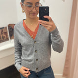 Cardigan col V femme Viril - Medium gris - VILA