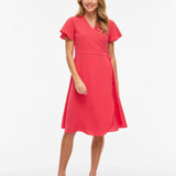 Robe cache-coeur manches courtes Vilovie - Hibiscus - VILA