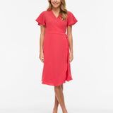 Robe cache-coeur manches courtes Vilovie - Hibiscus - VILA