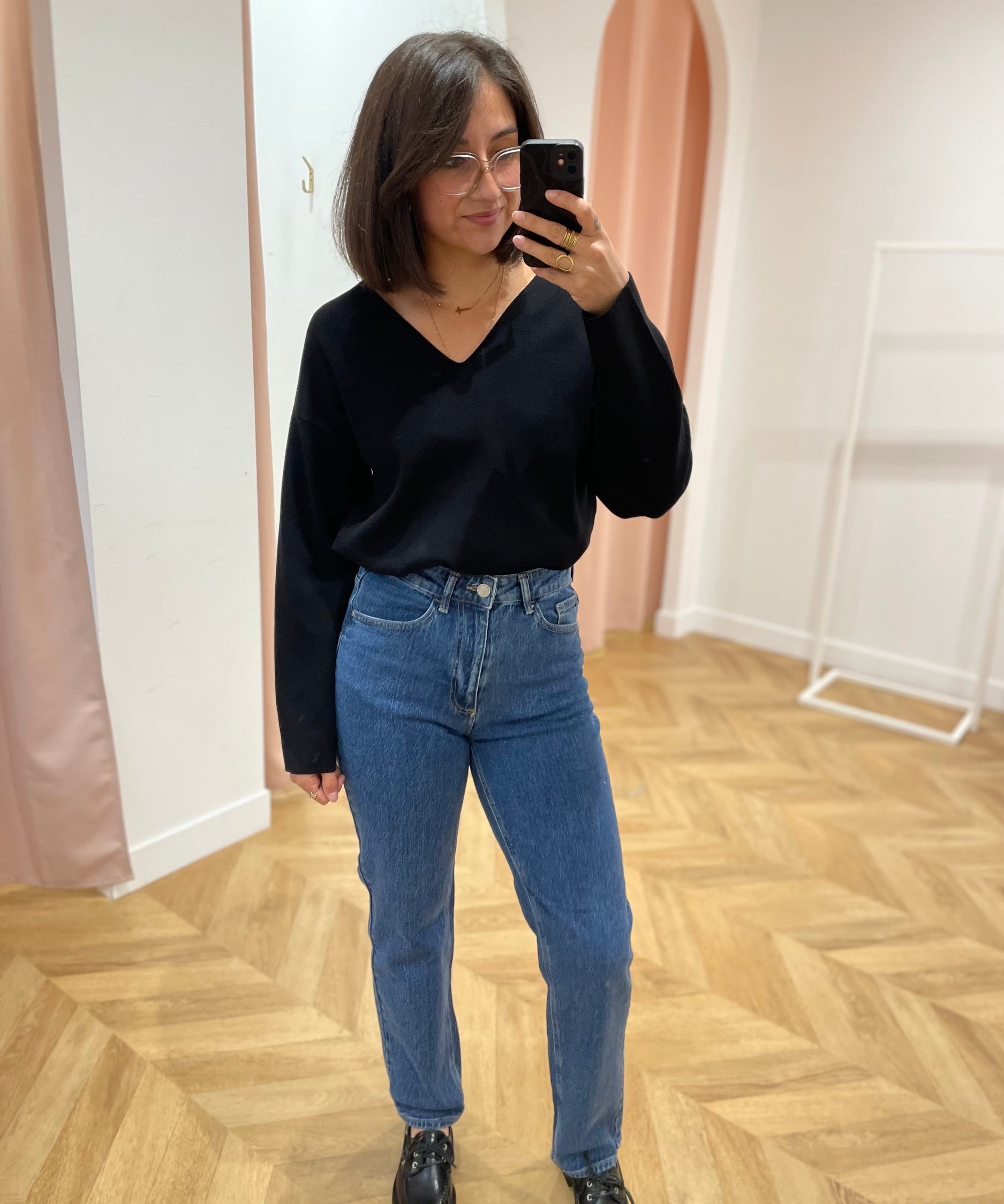Jean droit taille haute Vikelly - Medium Blue Denim - VILA