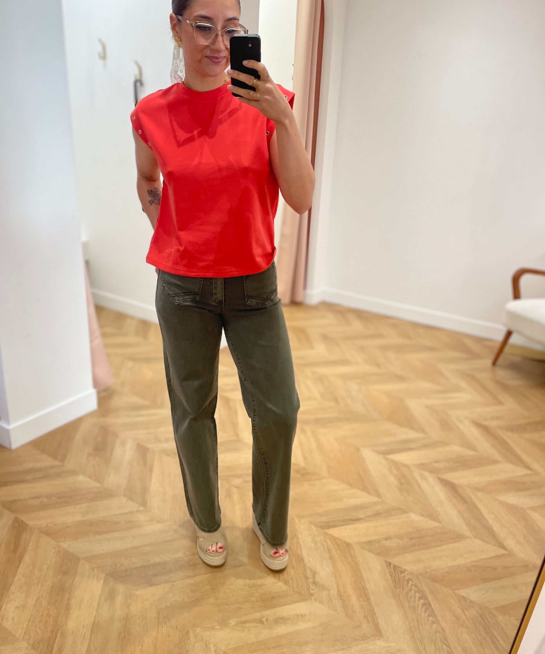 Top droit œillets Eyeletti - Paprika - VILA