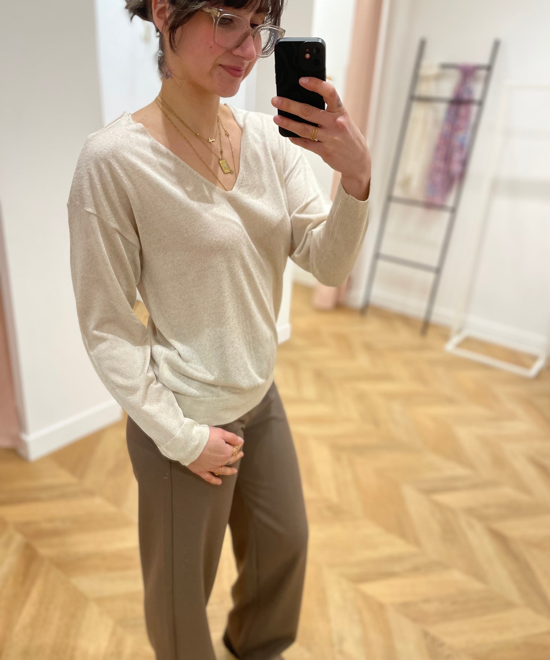 Pull en maille Vinovy - Beige - VILA