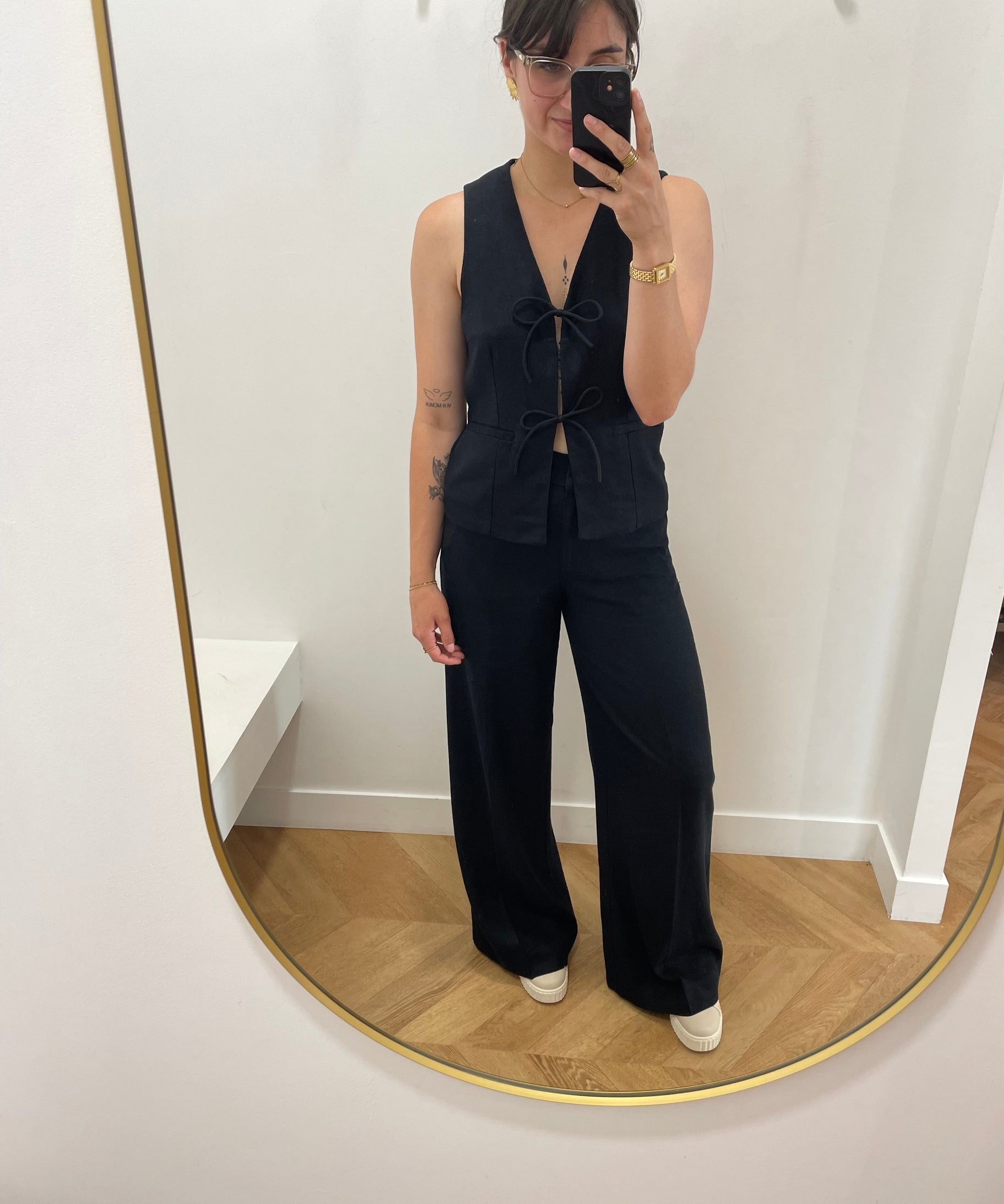 Pantalon large en lin Rousummer - Metéorite - ROUGE