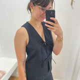 Gilet noué en lin Rousummer - Météorite - ROUGE