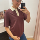 Polo élégant femme Roumagalie - Chocolat - ROUGE