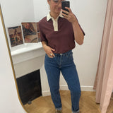 Polo élégant femme Roumagalie - Chocolat - ROUGE