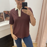 Polo élégant femme Roumagalie - Chocolat - ROUGE
