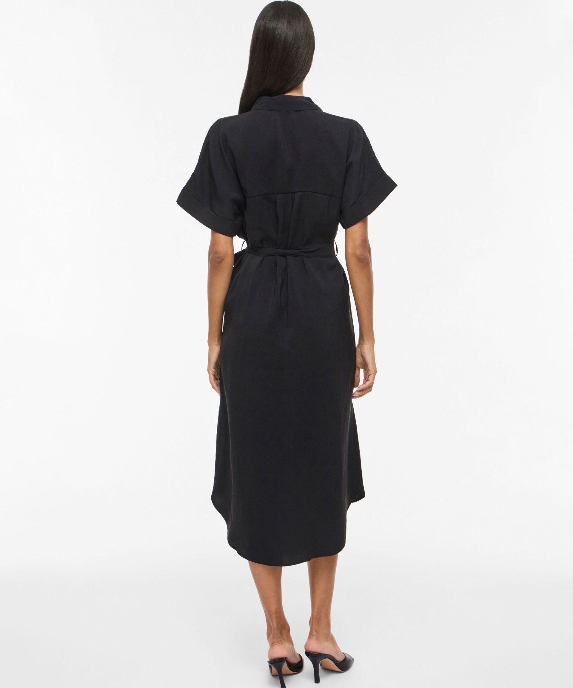 Robe chemise midi ceinturée Vihula - Black Beauty - VILA