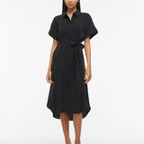 Robe chemise midi ceinturée Vihula - Black Beauty - VILA