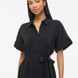 Robe chemise midi ceinturée Vihula - Black Beauty - VILA