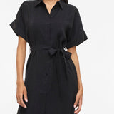 Robe chemise midi ceinturée Vihula - Black Beauty - VILA
