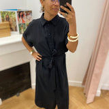 Robe chemise midi ceinturée Vihula - Black Beauty - VILA