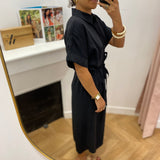 Robe chemise midi ceinturée Vihula - Black Beauty - VILA