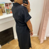 Robe chemise midi ceinturée Vihula - Black Beauty - VILA