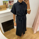 Robe chemise midi ceinturée Vihula - Black Beauty - VILA