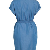 Robe chemise à manches courtes ceinturée Vinori - Medium Blue Denim - VILA