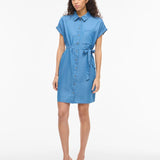 Robe chemise à manches courtes ceinturée Vinori - Medium Blue Denim - VILA