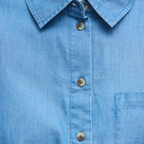 Robe chemise à manches courtes ceinturée Vinori - Medium Blue Denim - VILA