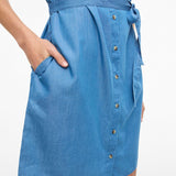 Robe chemise à manches courtes ceinturée Vinori - Medium Blue Denim - VILA